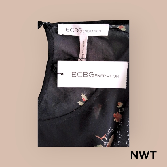 BCBGENERATION!! Popular 2pc Ensemble Black Floral Midi Dress!! A Just-Jen Fav!💖 - Picture 11 of 11